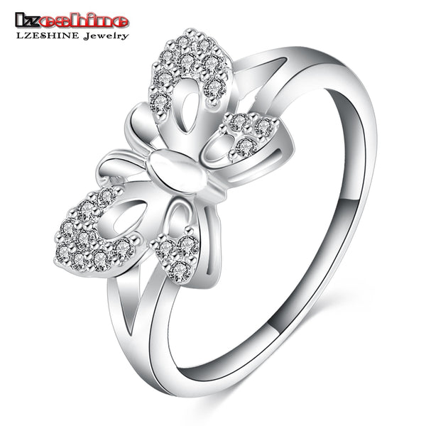 LZESHINE 2016 Latest Fashion Promise Rings for Women Silver Color Romantic Butterfly Shape Knuckle Rings CRI0100-B - khamtronics