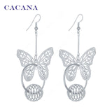 CACANA  Dangle Long Earrings For Women Fllying Butterfly Catching A Ring Bijouterie Hot Sale No.A243  A244 - khamtronics