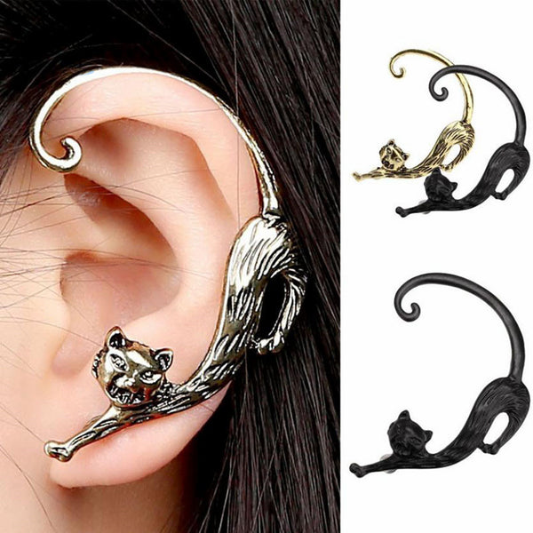 SUSENSTONE Fashion Gothic Punk Temptation Cat Bite Ear Cuff Wrap Clip Earring - khamtronics