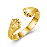Cute Women Cat Paw Open Ring Silver Plated Finger Ring Animal Jewelry Gift Gold - khamtronics