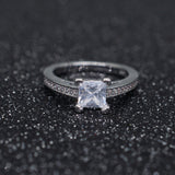 Princess Natural Gemstones White Birthstone Bride Wedding Engagement Ring - khamtronics