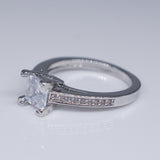 Princess Natural Gemstones White Birthstone Bride Wedding Engagement Ring - khamtronics