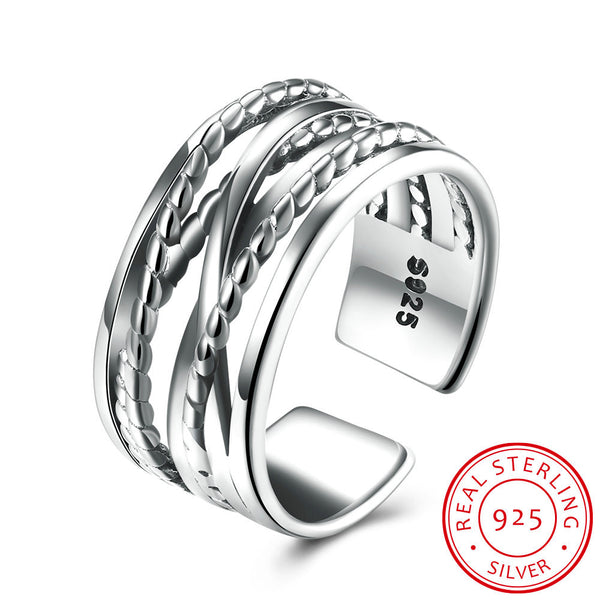 925 Sterling Silver Ring Open ring line ring women's - khamtronics